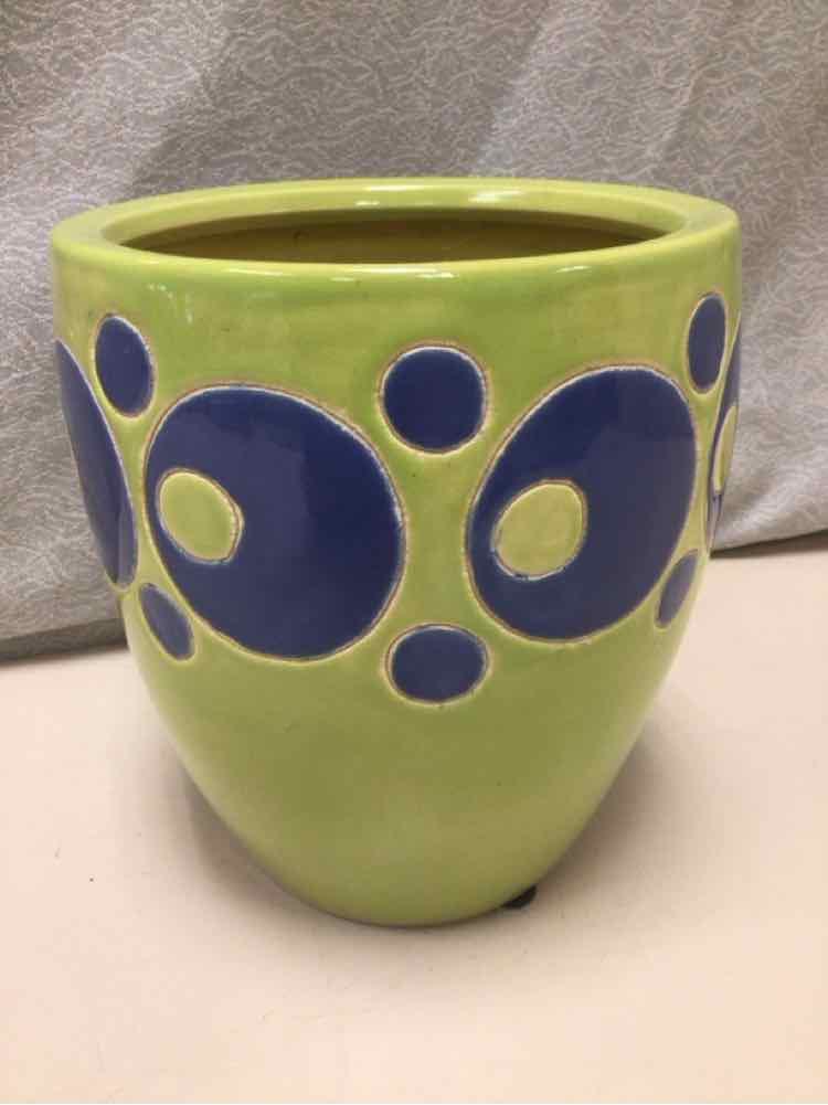 GREEN/BLUE CERAMIC PLANTER