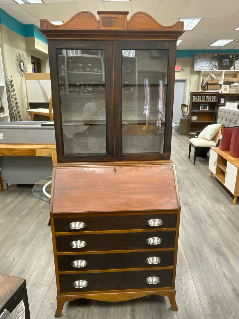 VINTAGE WOOD & GLASS CABINET