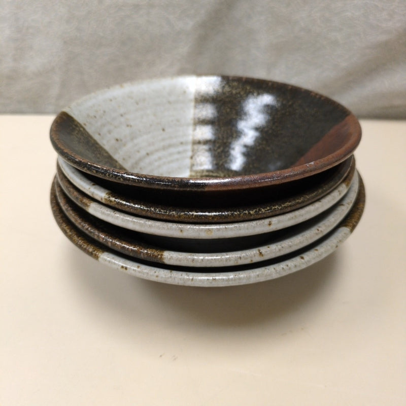 5 HANDMADE BLACK/RED/WHITE BOWLS