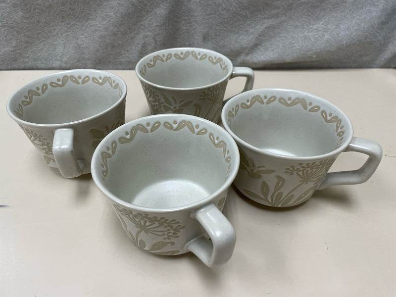 4 BROWN FLORAL CUPS