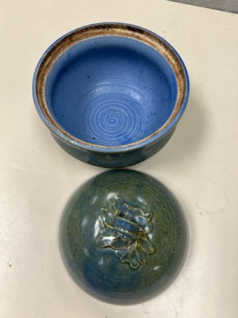 BLUE CERAMIC LID CONTAINER