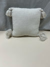 BEIGE SQUARE PILLOW W/TASSLES