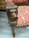 ORNATE CARVED WOOD LION ARMCHAIR