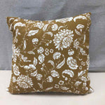 BROWN WHITE FLORAL PILLOW