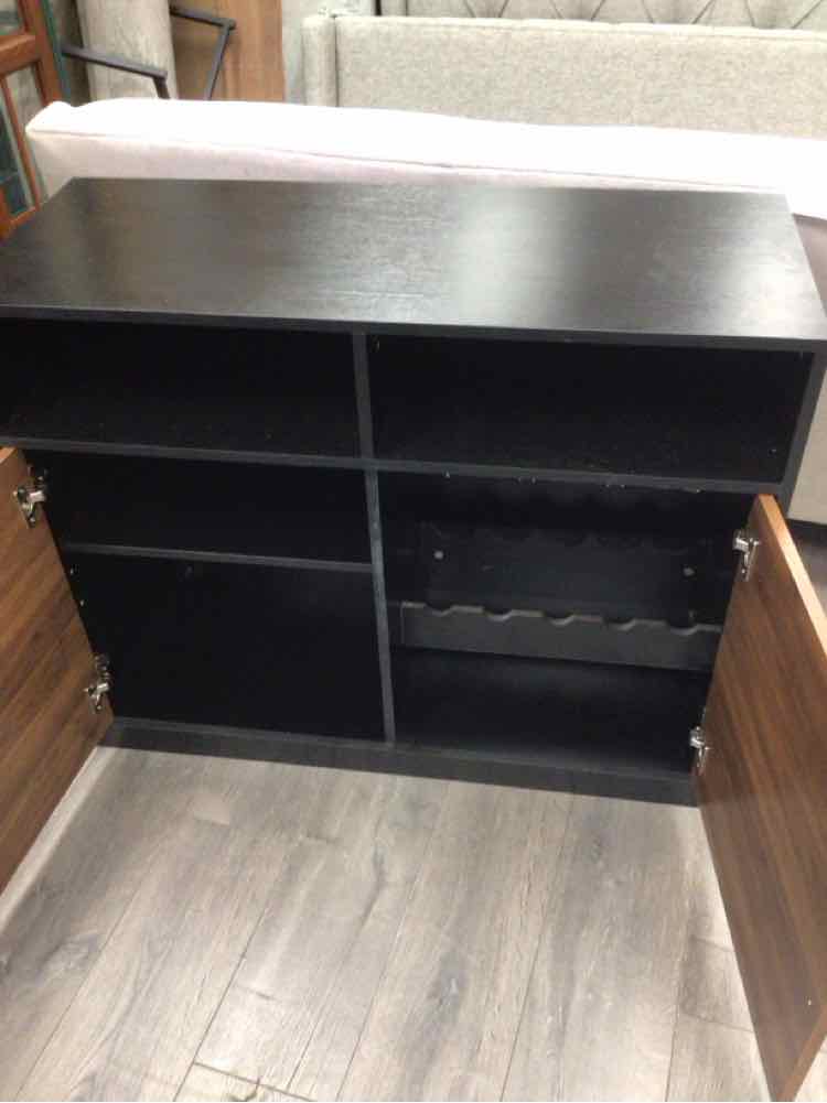 BROWN BLACK WOOD STORAGE CABINET