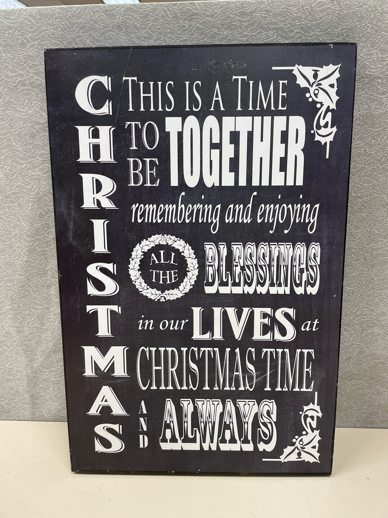 BLACK WHITE "THIS IS TIME" WOOD XMAS SIGN