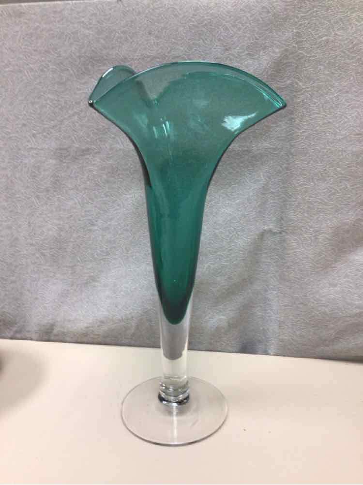 TALL GREEN GLASS VASE