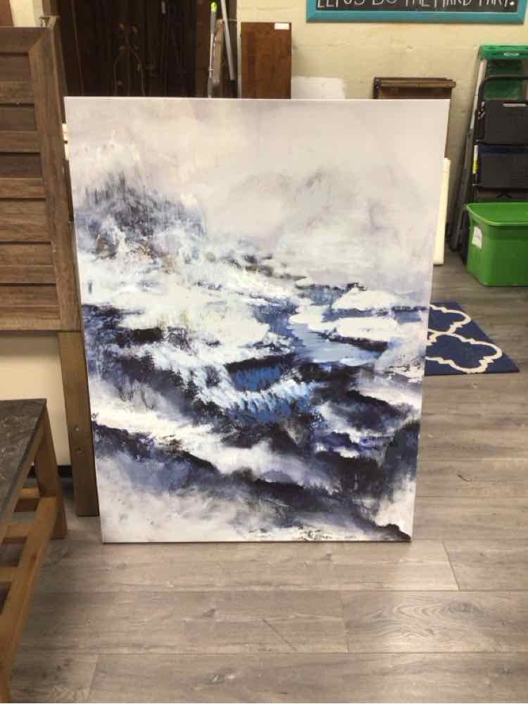 LARGE ABSTRACT COASTLINE CANVAS