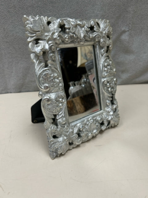 SILVER ORNATE FRAMED MIRROR