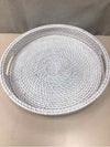 WHITE SEAGRASS HANDLED TRAY