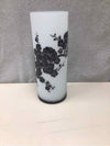 WHITE BLACK METAL VASE