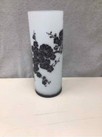 WHITE BLACK METAL VASE