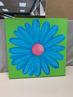 GREEN FLOWER PAINTING ON CANVAS