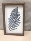 WOOD FRAME GREY FERN PIC