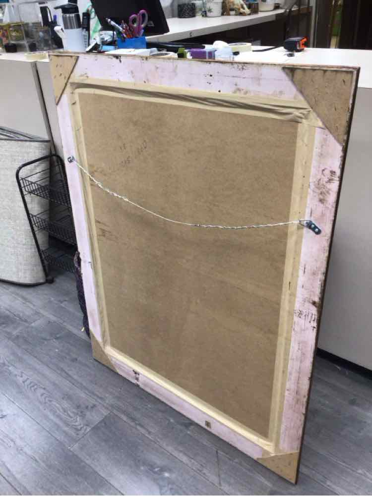 LARGE WOOD FRAME WALL MIRROR