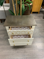 WHITE PAINTED BROWN TOP 2 DRAWER NIGHTSTAND