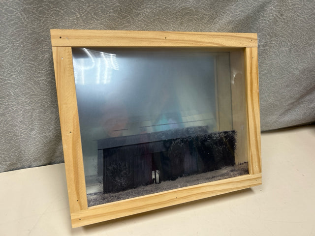 WOOD FRAME IRIDESCENT SHADOWBOX