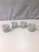 4 VINTAGE BLUE/BROWN MUGS