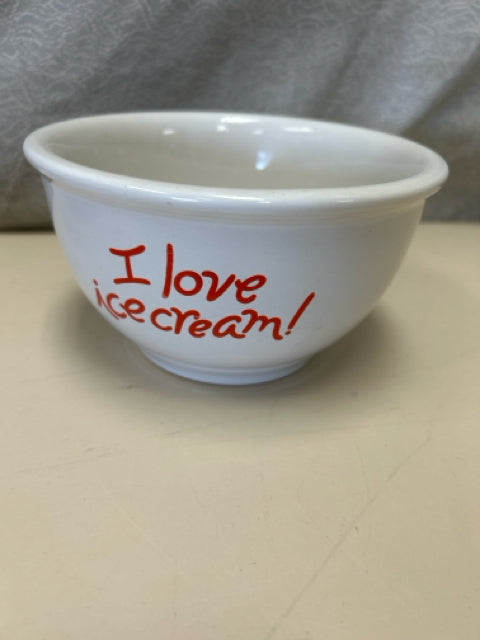 WHITE/RED "I LOVE ICE CREAM" BOWL