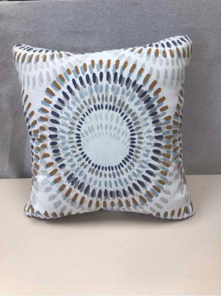 WHITE/BLUE/GOLD BURST PATTERN PILLOW
