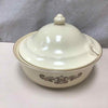 CREAM/BROWN SLOTTED SERVING DISH