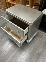 GREY SILVER 2 DRAWER NIGHTSTAND