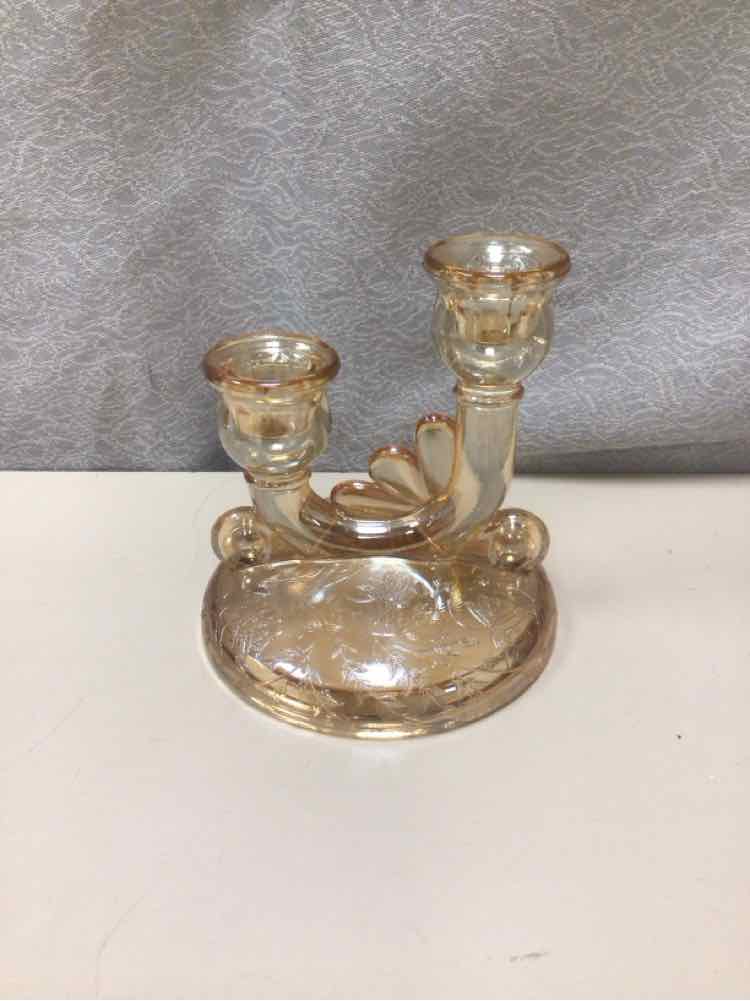 AMBER GLASS CANDLE HOLDERS