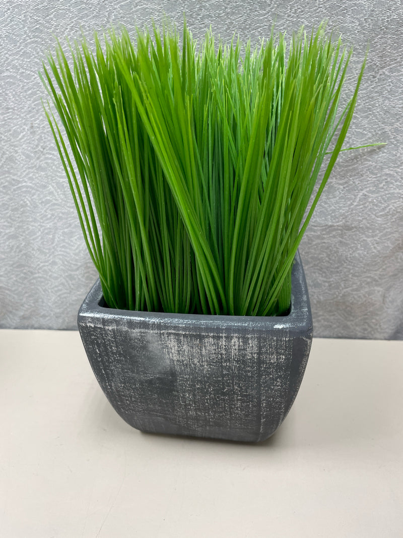 GRASS IN GREY VASE