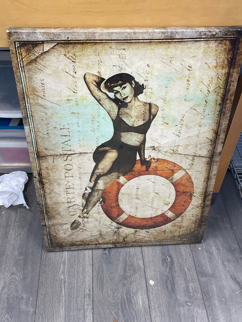 WOMAN W/LIFE SAVER CANVAS