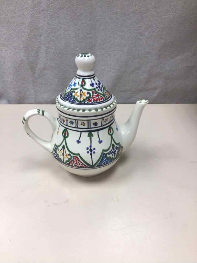 HAND-PAINTED CERAMIC TEAPOT