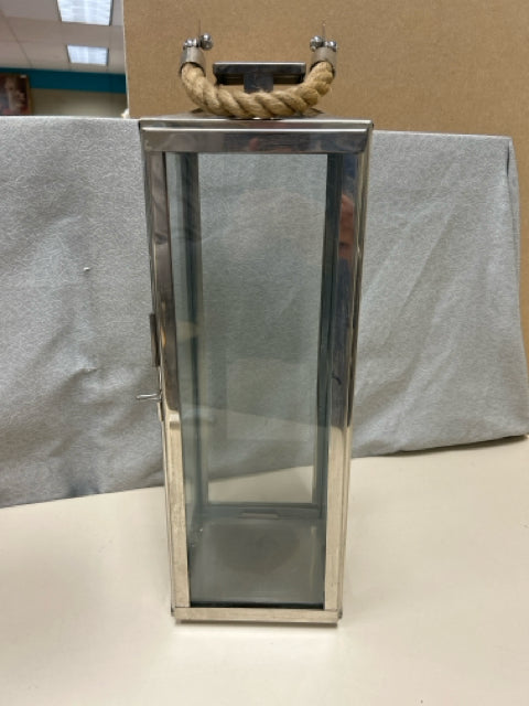 LARGE SILVER LANTERN W/ROPE