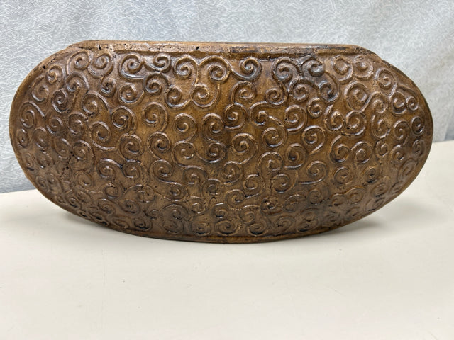 LONG BROWN SWIRL PATTERN VASE