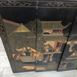 4 BLACK WOOD ASIAN PANEL ART