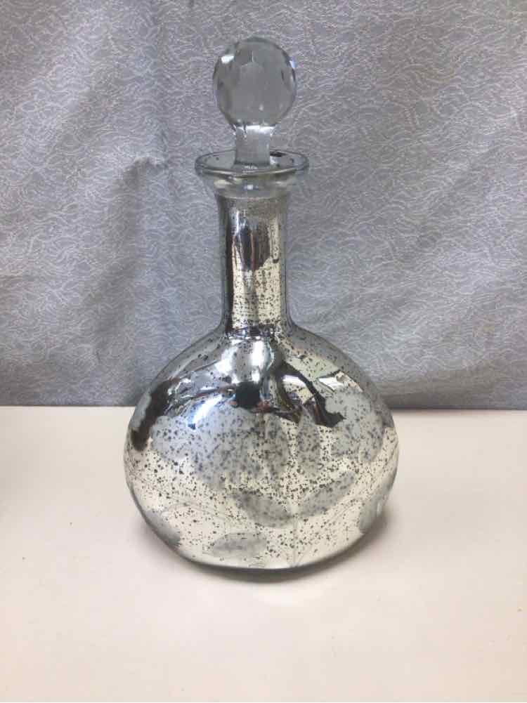 WIDE BODY MERCURY GLASS JUG W/STOPPER