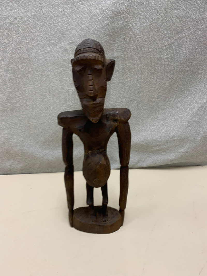 AFRICAN BROWN WOOD CARVED MAN FIGURINE