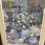 FLORAL POTTED PLANT W/PARROTS