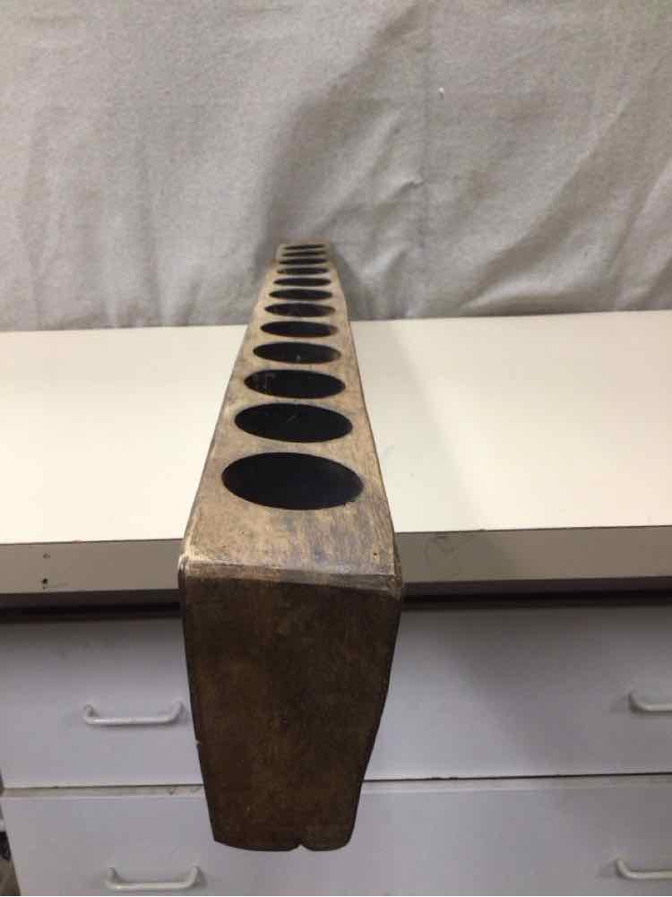 LONG BROWN WOODEN CANDLE STAND