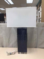 BLUE CERAMIC SQUARE BASE LAMP