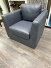 BLUE LEATHER SWIVEL CHAIR