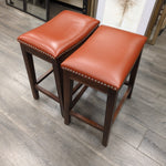 2 RED/BROWN STOOLS