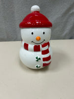 CERAMIC LIDDED SNOWMAN