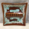 BROWN/BLUE SQUARE ASHTRAY