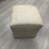 BEIGE FAUX LEATHER OTTOMAN