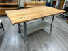 INDUSTRIAL SOLID WOOD TABLE W/STEEL BASE
