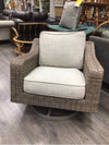 GREY WICKER SWIVEL CHAIR