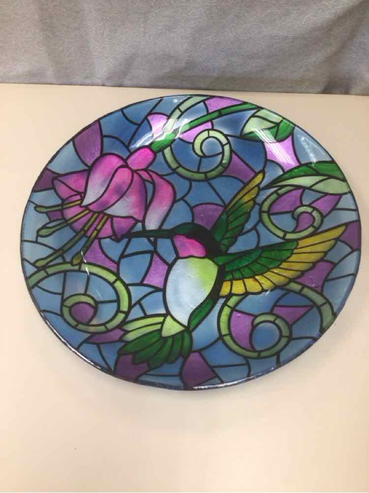 LARGE HUMMINGBIRD GLASS BOWL