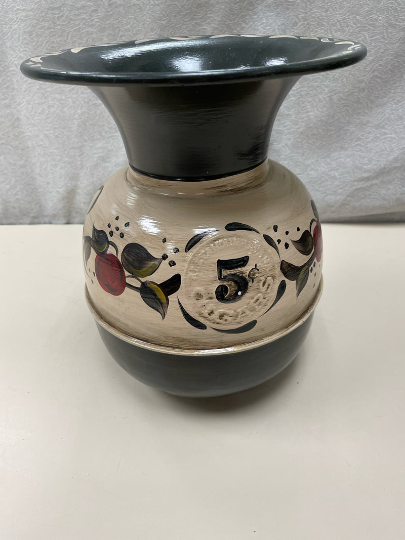 PAINTED APPLE THEME METAL VASE