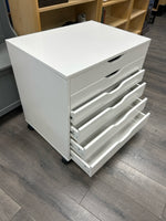 WHITE 6 FLAT FILE ROLLING CABINET