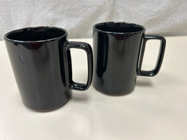 2 BLACK CERAMIC MUGS