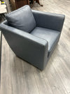BLUE LEATHER SWIVEL CHAIR